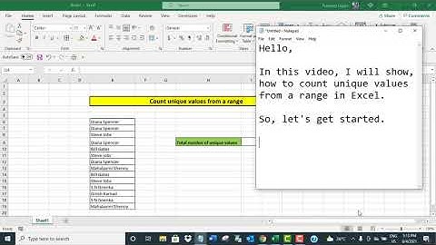 Excel: count unique values from a range