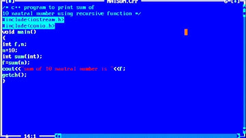 C++ Program to Print Sum of 10 Natural Numbers using Recursive Function