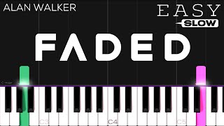 Alan Walker - Faded | SLOW EASY Piano Tutorial chords