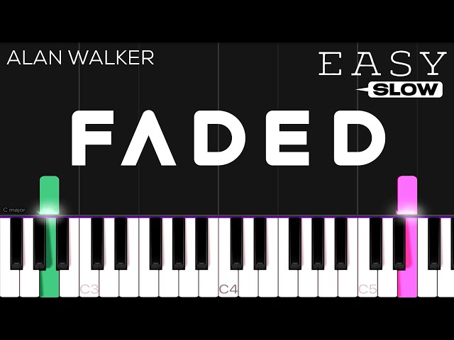 Alan Walker - Faded | SLOW EASY Piano Tutorial class=