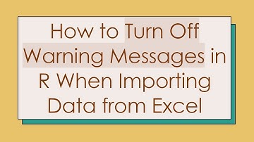 How to Turn Off Warning Messages in R When Importing Data from Excel