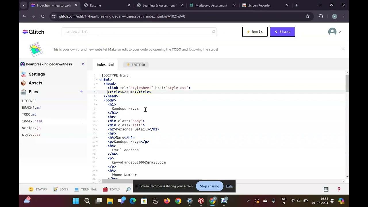 Resume using HTML and CSS(Capstone project-1) - YouTube