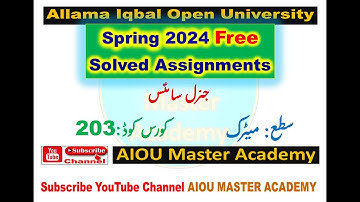 AIOU Code 203 1-2-3-4  Solved Assignment  1.2.3.4 of spring 2024  ||  General Science
