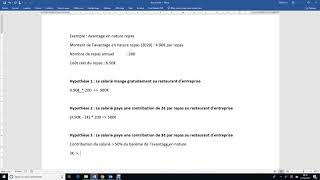 Avantage En Nature Repas