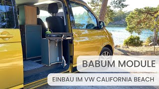 So schnell wird aus deinem VW Bus ein gemütlicher Camper 🤩 babum Möbelmodule im California Beach