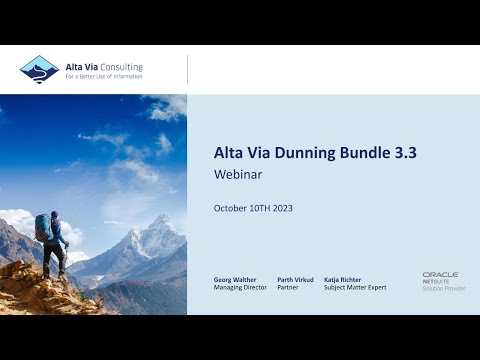 Webinar Dunning 3.3 for NetSuite I by Alta Via