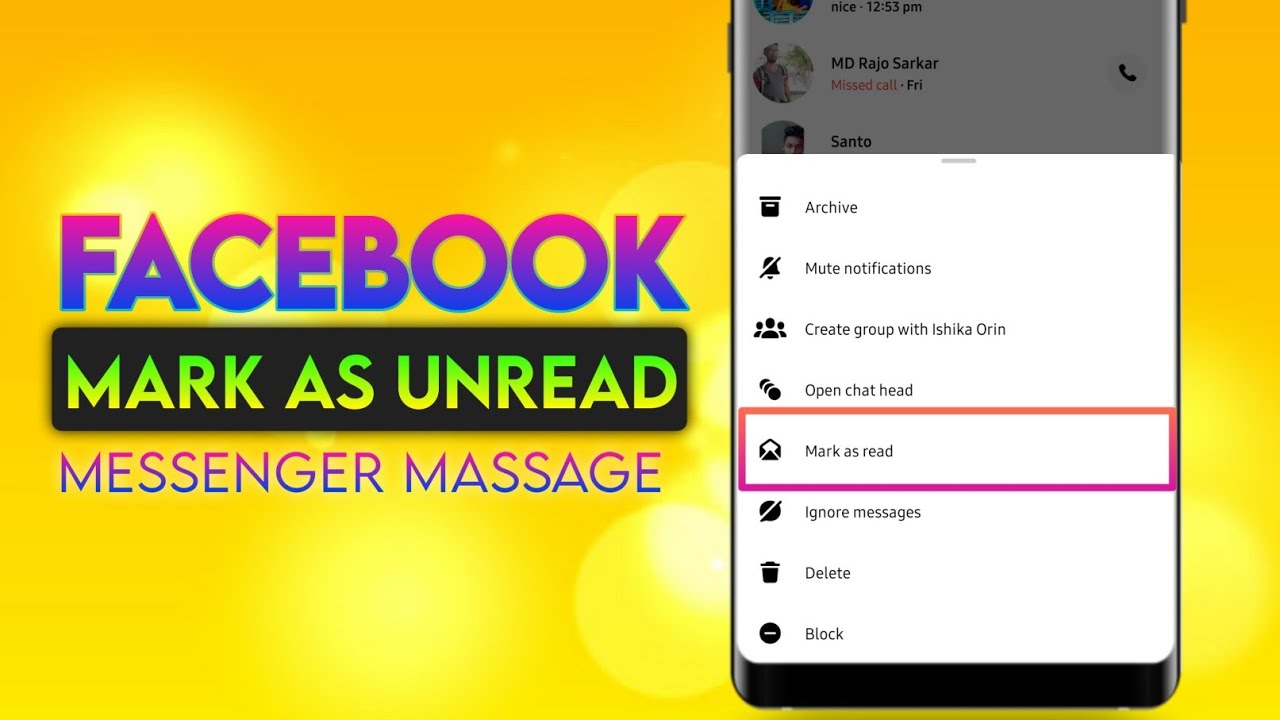 Facebook Messenger Mark as unread Message YouTube
