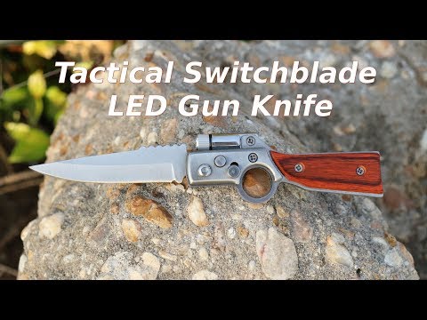 Tactical Folding Switch Blade Pocket Gun Knife With LED Light