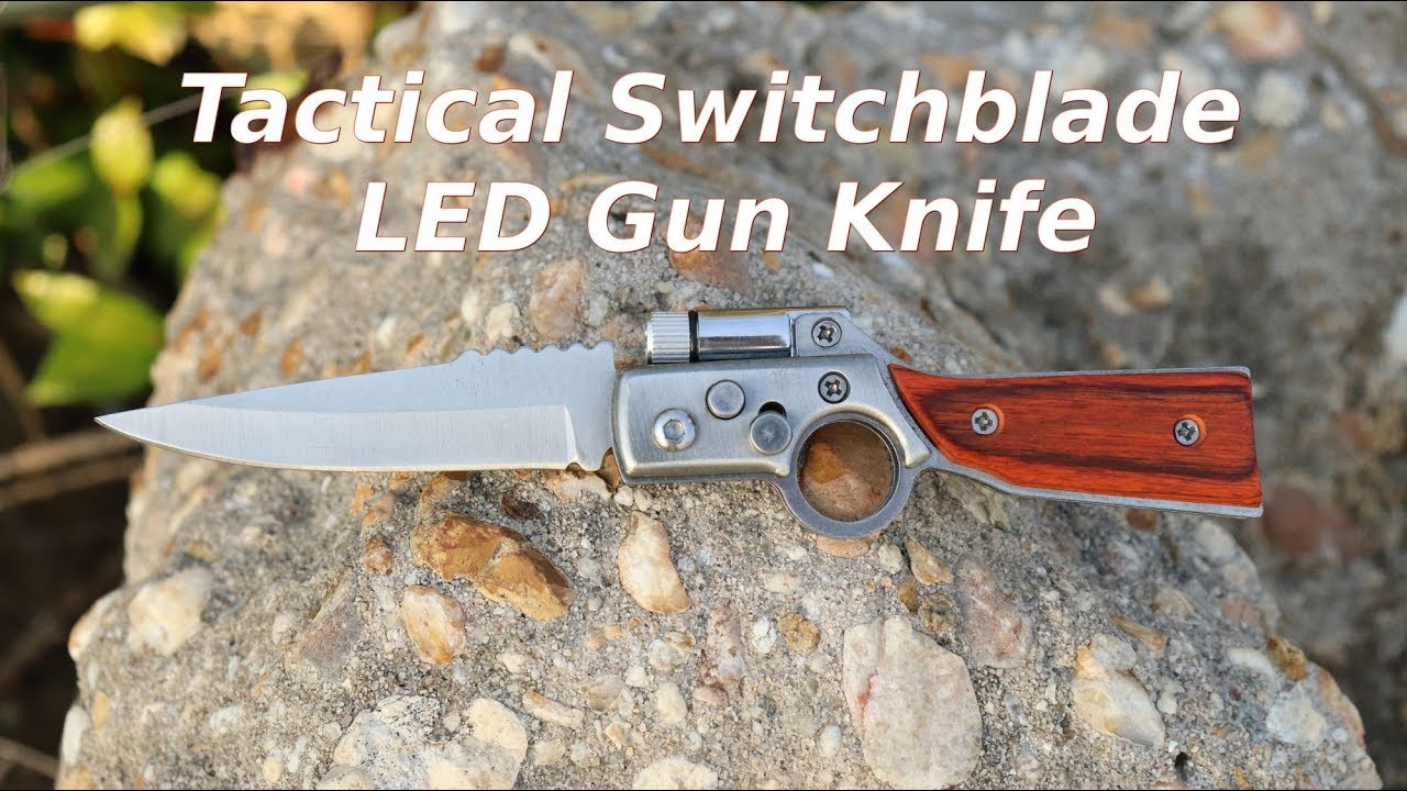 Tactical Folding Switch Blade Pocket Gun Knife With LED Light YouTube