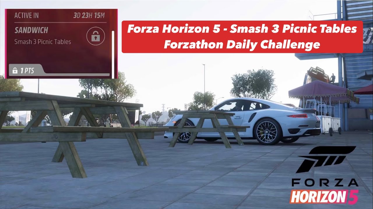 Forza Horizon 5 Smash 3 Picnic Tables Forzathon Daily Challenge
