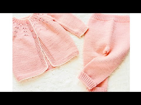 Easy knit pants for 12-18 months to match knit cardigan sweater for girls, Knitting for Baby