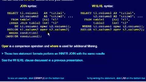 SQL 110 JOIN, INNER JOIN, filter with WHERE