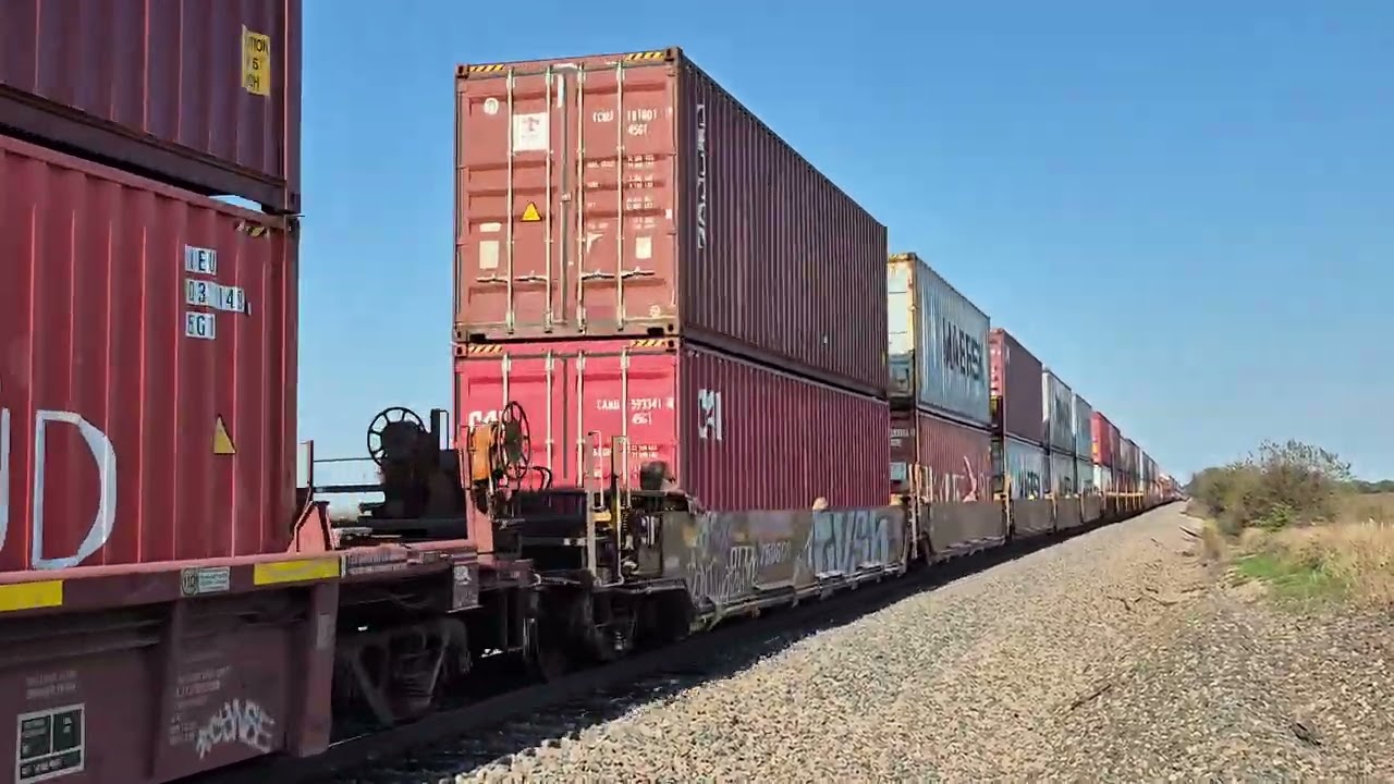 BNSF Emporia Sub Ridgeton KS Grain Train and Double Stack