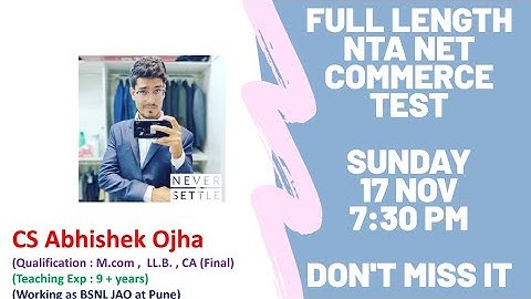 NTA NET COMMERCE DEC. 2019 : FULL Length exam : Free of cost