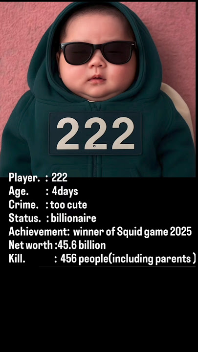 Billionaire Baby of Player 222 in Squid Game 3 || Winner of Squid Game #squidgameseason3 #player222