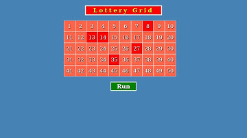 Lottery Grid HTML CSS JAVASCRIPT EUROMILLIONS