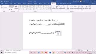 How to write maths fraction formula in word