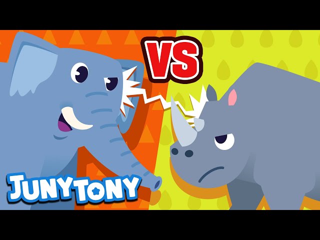 Elephant vs. Rhino | Vs Series Song for Kids | Who is the Best? | Kindergarten Song | JunyTony class=
