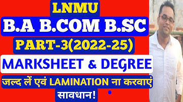 LNMU Part 3 Marksheet And Degree 2022-25 Update 