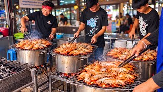 Famous Grilled fresh river prawns in Ayutthaya Thailand - Thai Street Food 