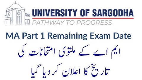 Sargodha University MA remaining exam date 2021 | Sargodha University MA exam datesheet 2021