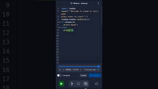 #python : Heads and Tails game using python #coding