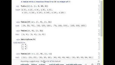 Mathematica for engineers lecture 5,TABLE,RANGE,ARRAY
