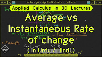 Rate of Change (Average and Instantaneous) in urdu hindi | Applied Calculus || Lec 5A