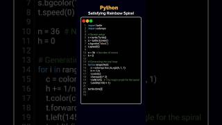 Satisfying Neon Rainbow Spiral in Python 🌈🔥 #shorts #python