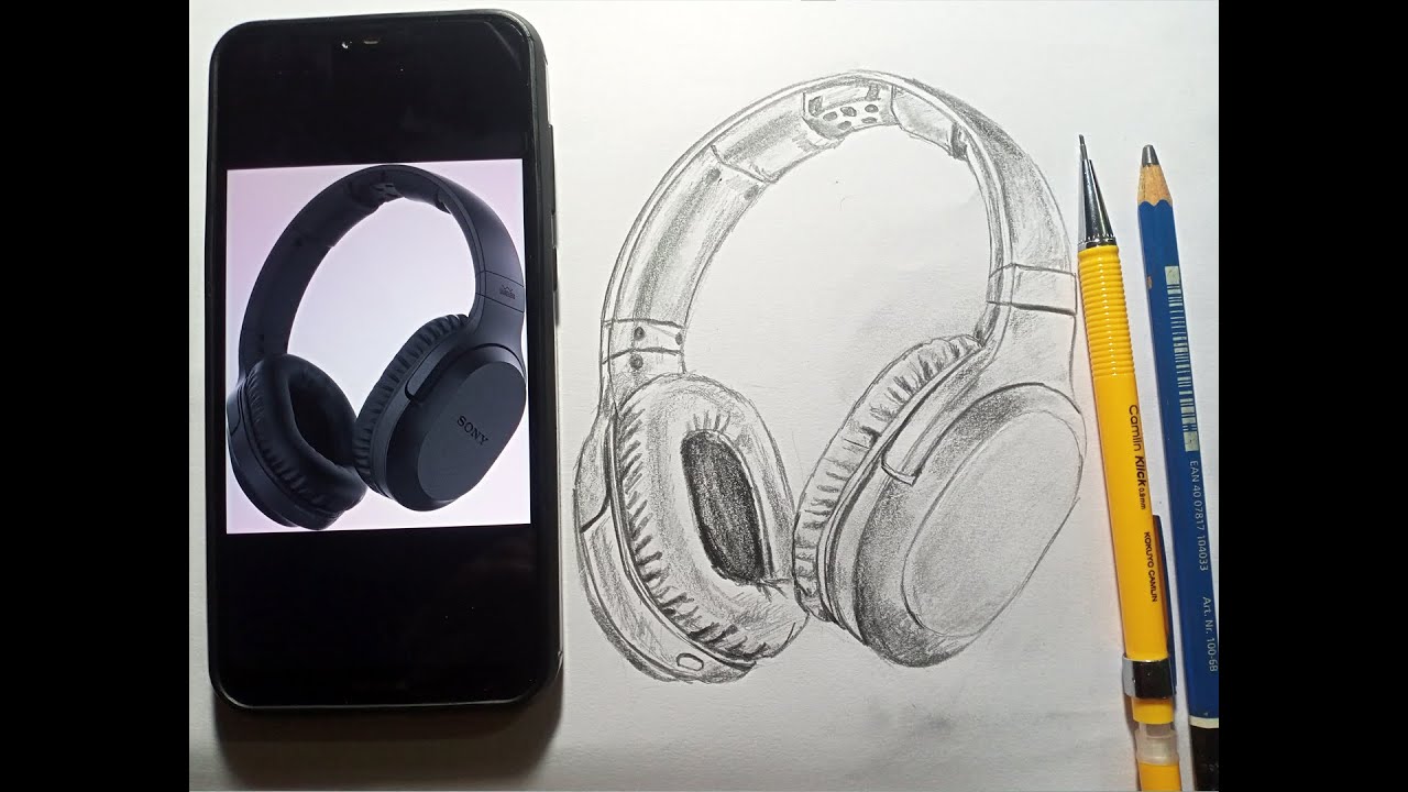 how to draw realistic headphone 🎧🎧 Pencil Shading Arts And Learn
