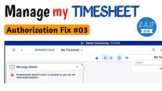 Authorization Fix #03 | Manage My Timesheet | SAP Public Cloud | Step by Step Guide