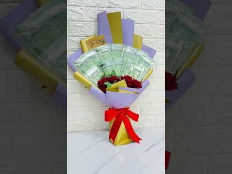 اسرع طريقة صنع باقة ( بوكيه ) نقود مع ورد في اقصر وقت