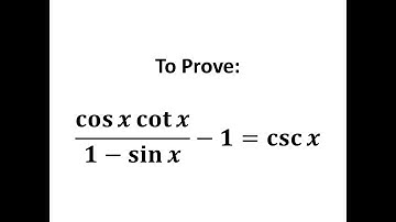 Verify (cos theta cot theta)/(1 - sin theta) - 1 = csc theta