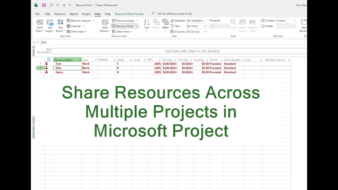 Share A Resource Pool In Microsoft Project YouTube