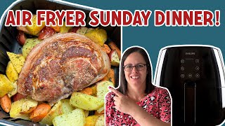 Pork roast dinner in air fryer (pork leg joint + sides all in one air fryer)