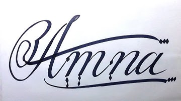 Amna Name Signature Calligraphy Status | How to Cursive write with cut Marker #amna @amna