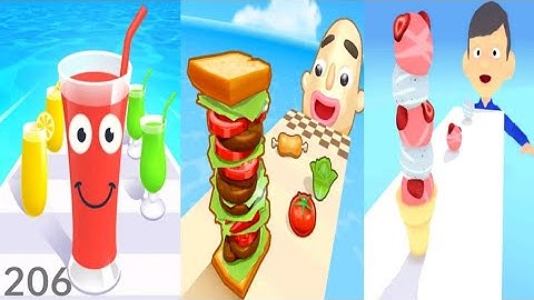 Juice Run vs Sandwich Runner vs Ice Cream Run - Triple Gameplay 206 (Android/iOS).