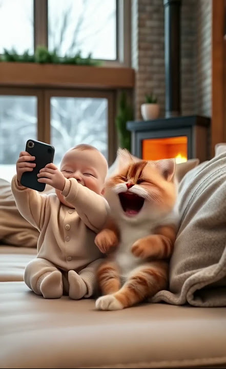 Baby fart and cat laughing🤣 #cat #funny #catshorts #cutecat #baby #funnycatvideo @CatimationAI