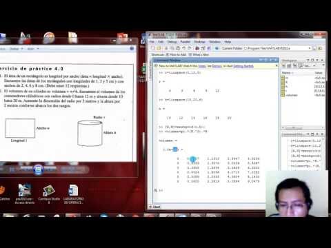 Ejercicio desarrollado con Matlab (función linspace y meshgrid)