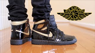 black metallic gold jordans