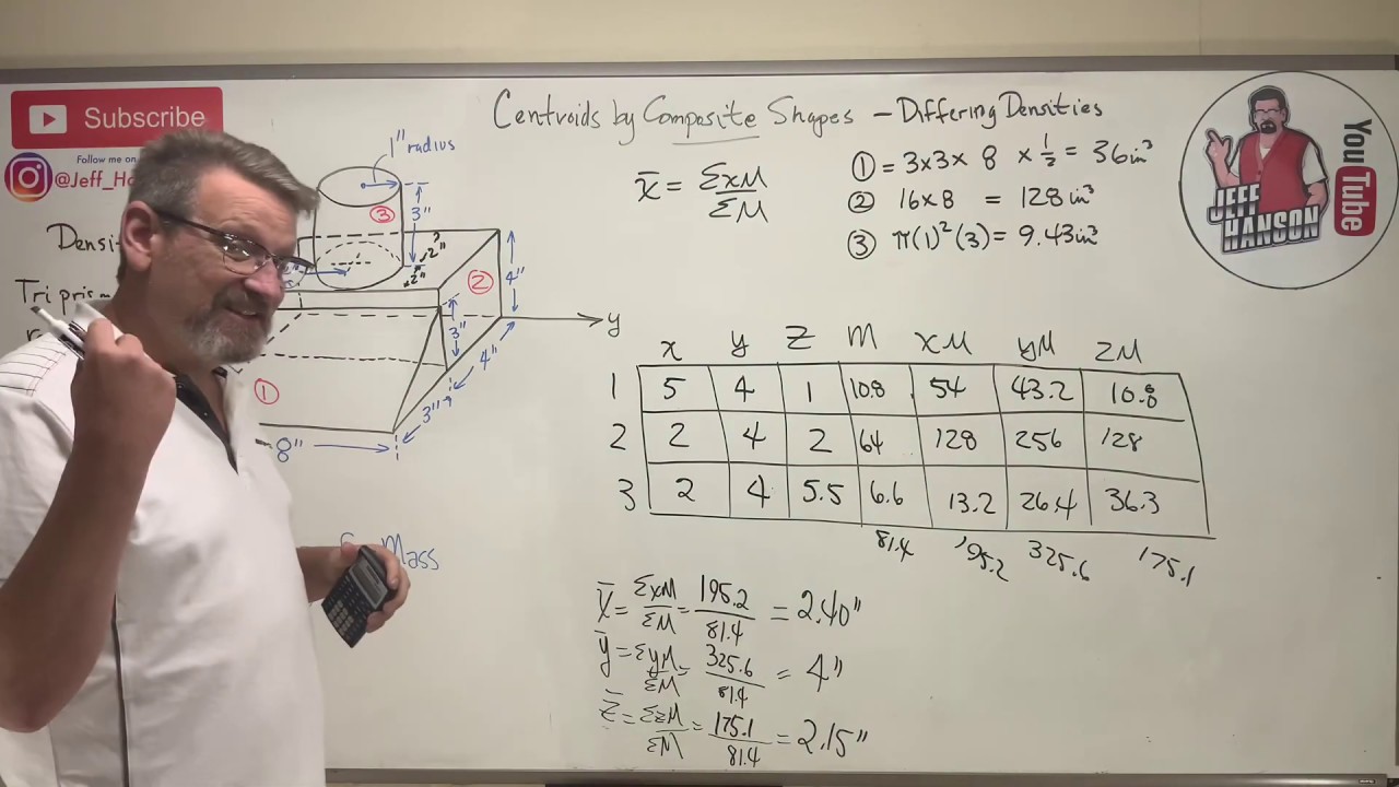 ⁣Statics: Lesson 41 - Centroid of Mass, Body with Different Densities