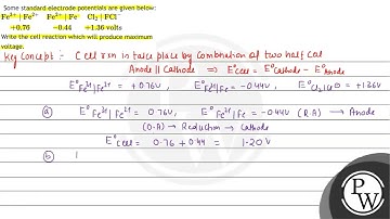 Some standard electrode potentials are given below: \( \begin{array}{ccc}\mathrm{Fe}^{3+} \mid \...