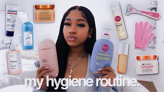 MY HYGIENE ROUTINE 🛀🏾 | *how to smell good 24/7* skin, hair, + dental care & shower routine