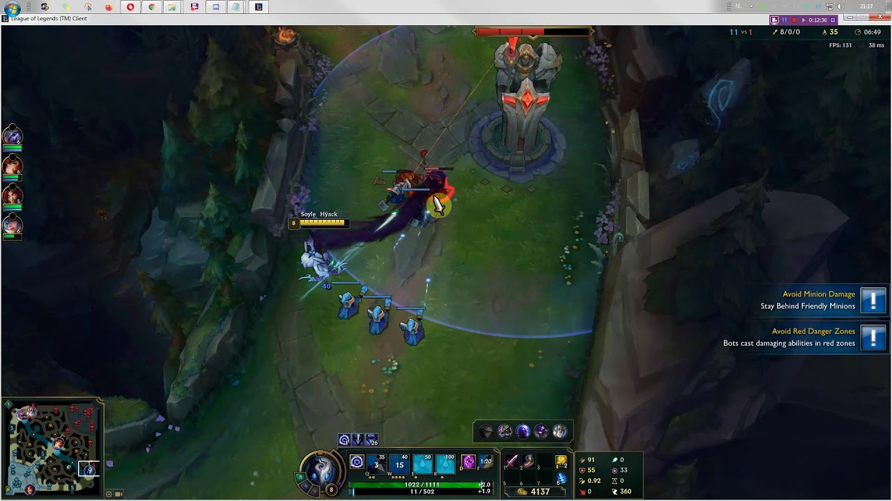 LoL, First Win, Kindred vs intro bots. PENTAKILL [No voice, Full