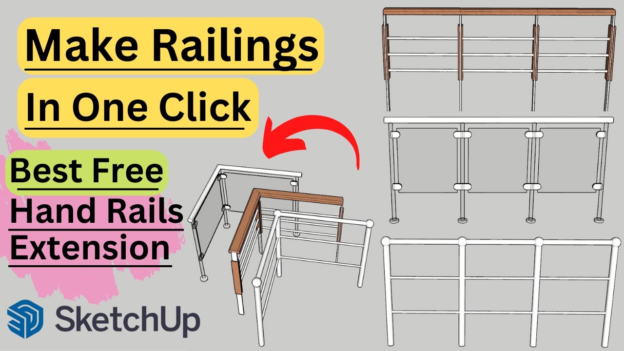 [FREE] How To Make Hand Rail In Sketchup Best Free Extension For Railings SketchupTutorials
