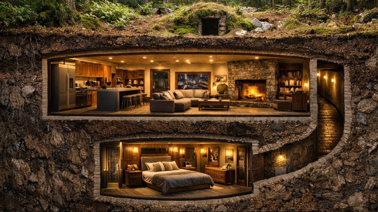 Building a Secret Underground Bunker with Hidden Bedroom