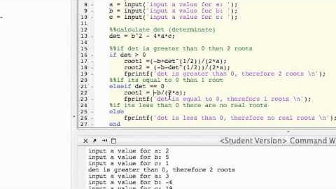 3.4 Quadratics Example Using If Statement in MATLAB (Part 2)