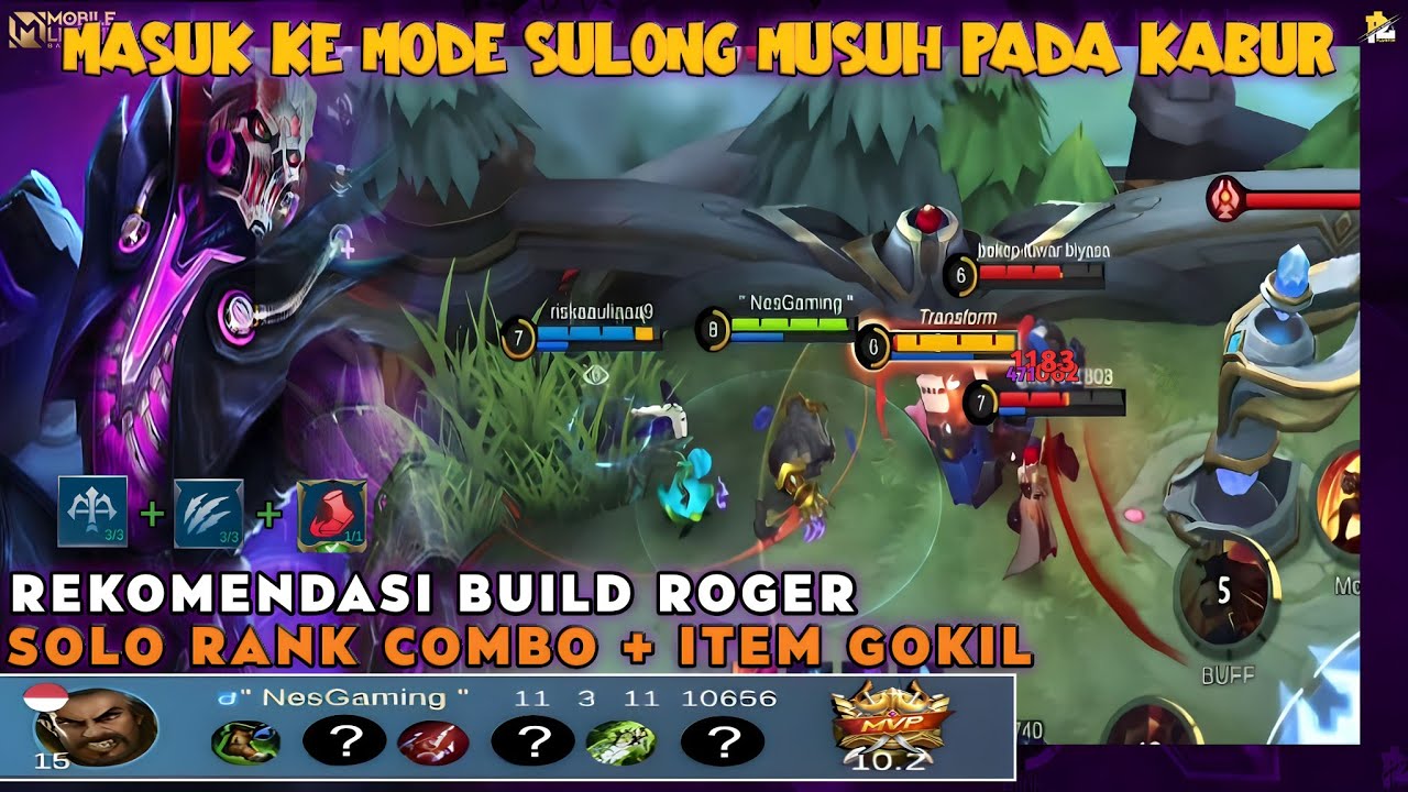 NEW BUILD ROGER TERBARU❗REKOMENDASI BUILD ROGER❗ROGER SOLO RANK COMBO + ITEM AUTO WIN 2023