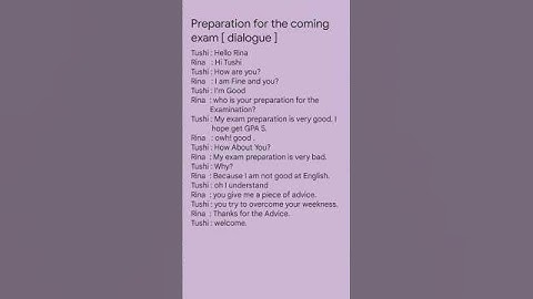 preparation for the coming exam dialogue [ Most important Dialogue ] #exam #important #follow