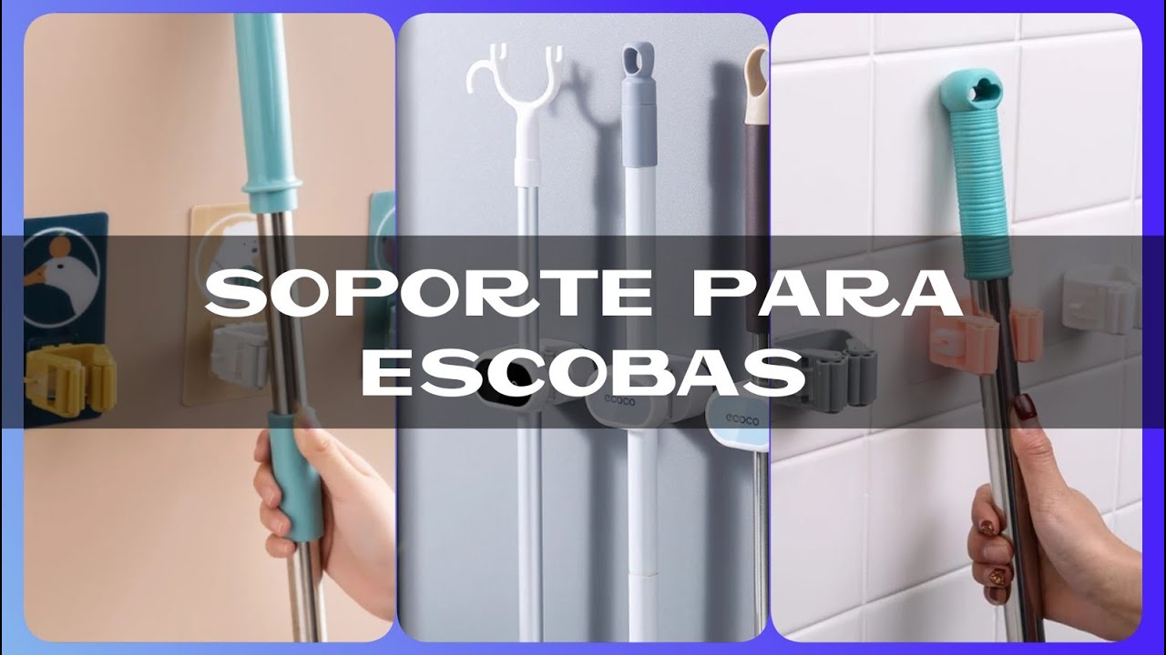 Pegajoso temporal látigo ✓ 5 Ideas de Soporte Para Colgar Escobas y Trapeadores / Soporte  Inteligente Para Escobillones - YouTube